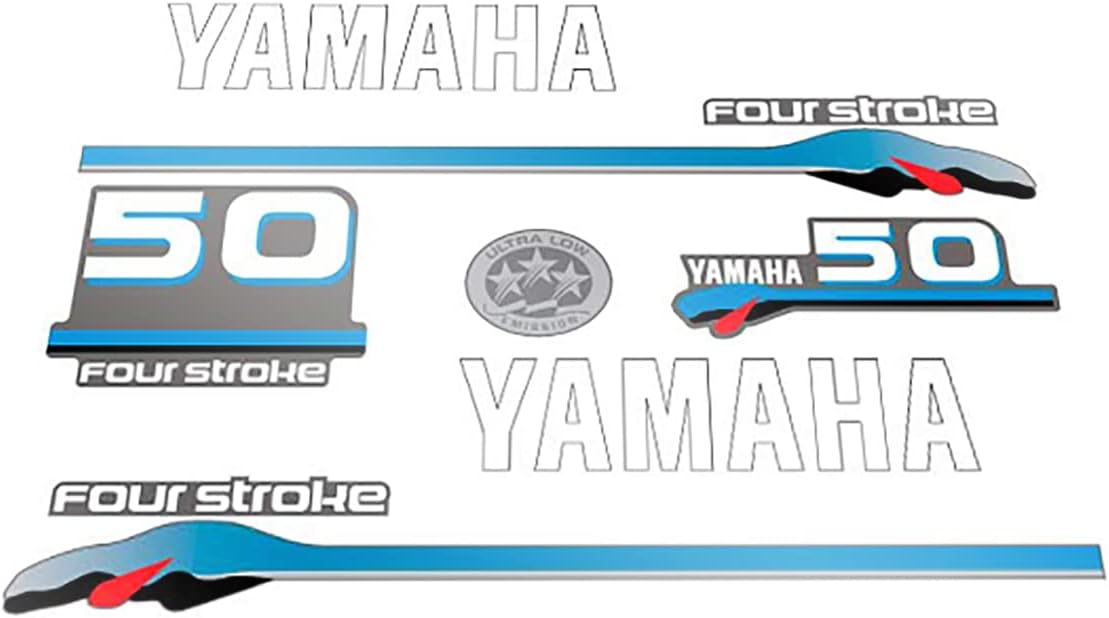 411 Decals Aftermarket Replacement for Yamaha 50 Four Stroke (2000) Outboard Decal (Sticker) Set Pack of 2