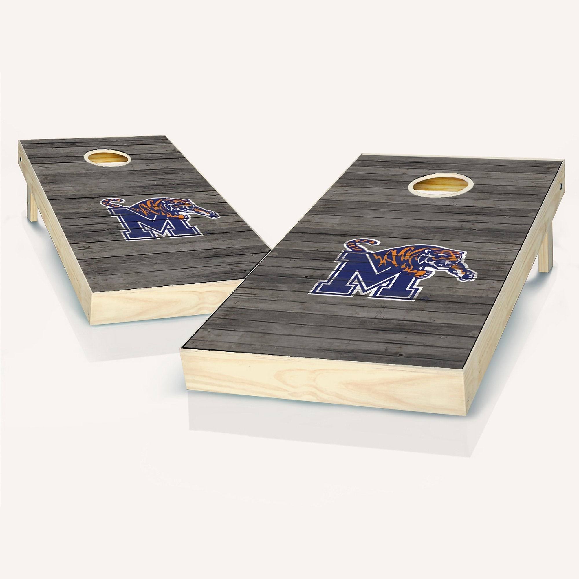 Memphis Tigers Distressed Cornhole Board Set - Includes (8) Team Logo Bags + Optional Accessories No Accessories
