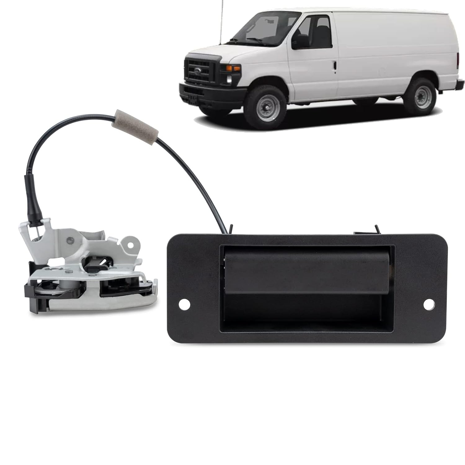 Rear Door Latch with Handle - Left Driver Side - Fit for 1992-2019 Ford E150 E250 E350 E450, Back Cargo Door Latch Kit Replaces# 6C2Z-15431A03-AA 8C2Z-15431A03-A Pack of 2