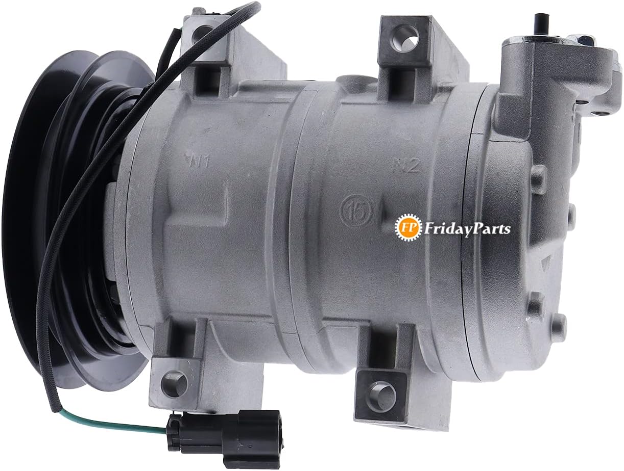 FridayParts 24V A/C Compressor 4719131 4621589 for Hitachi ZX140W-3 ZX145W-3 ZX250W-3 John Deere 120D 135D 160DLC 200DLC 240DLC 270DLC 350DLC