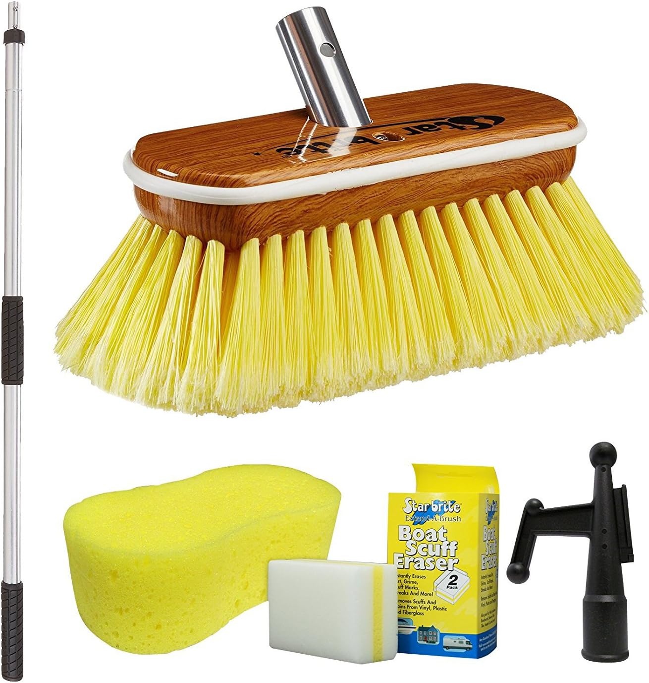 Star brite Premium Brush Combo - Heavy Duty Extending 3' - 6' Handle with 8