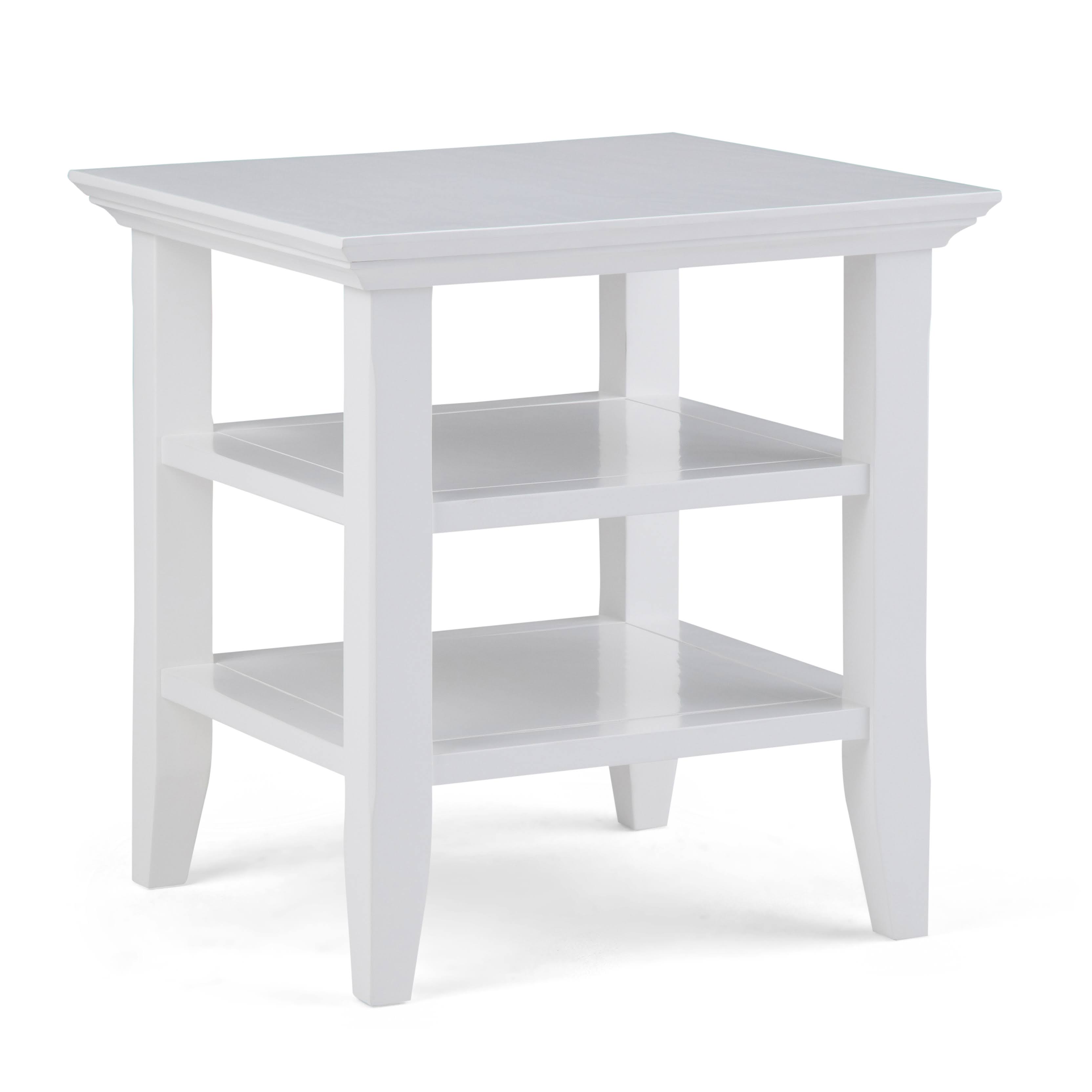 Simpli Home Acadian End Table in White