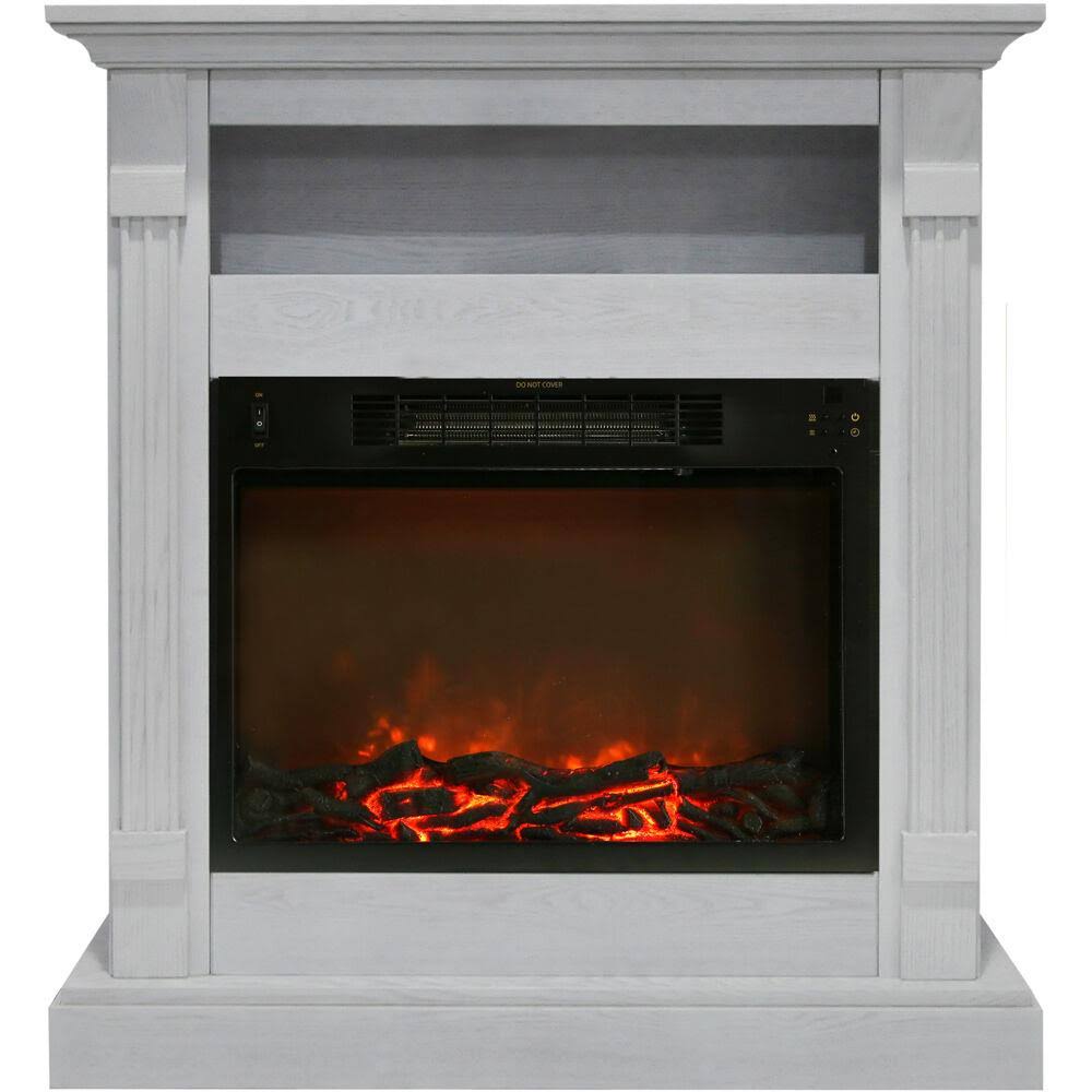 Cambridge 34-in Sienna Electric Fireplace with 1500W Log Insert and White Mantel | CAMBR3437-1WHT