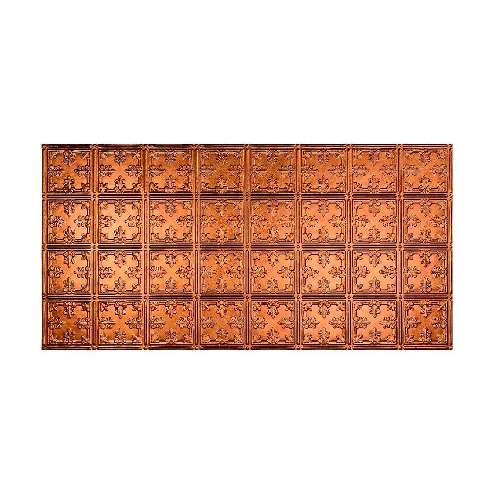 Fasade Traditional Pattern/Style #10 Decorative Vinyl 2ft x 4ft Glue Up Ceiling Tile in Antique Bronze (5 Pack)