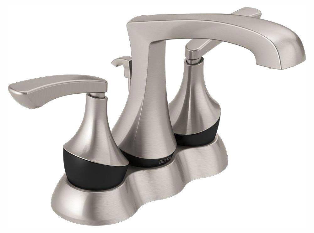 Delta Merge 4 in. Centerset 2-Handle Bathroom Faucet in SpotShield Brushed Nickel/Matte Black