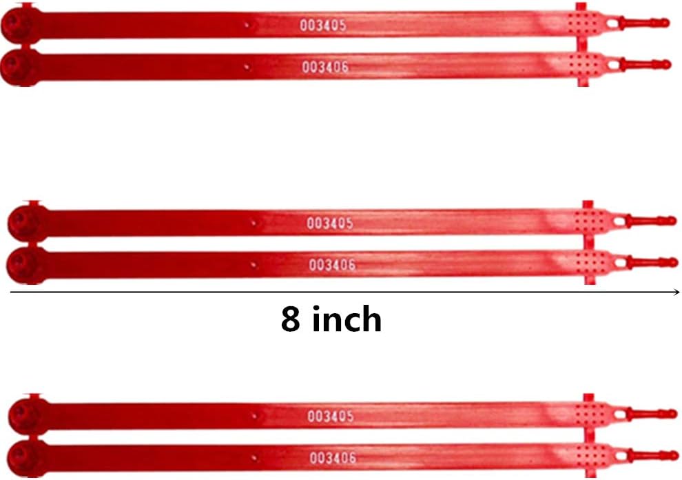 Yamadura Plastic Truck Seals, Tamper Evident Each Seal is Numbered Sequentially Use for Truck, Trailer, Container(Package of 100, Red), 9.8 x 0.55 inch
