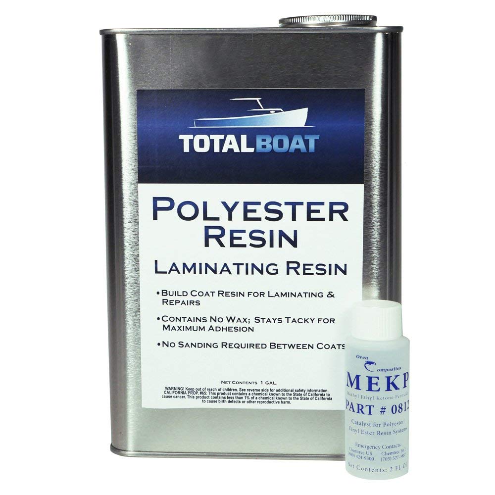 TotalBoat Polyester Laminating Resin - Marine Grade Fiberglass Resin and MEKP Catalyst for Layups and Repairs (Gallon) Pack of 2
