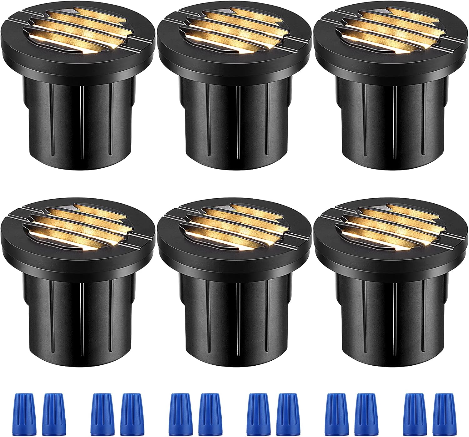 LEONLITE 6W Well Lights LED Low Voltage 12-24V, In-Ground Lighting, 3000K Warm White UL Listed Cable, IP67 Waterproof Landscape Lights for Yard, Garden, Patio, Black, 50000hrs Lifespan, Pack of 6