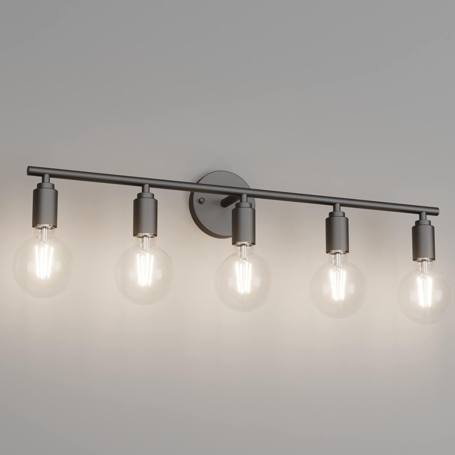 Tipace Matte Black Bathroom Vanity Light Fixtures,3-Light Industrial Bath Lighting with Clear Glass Shade (Bulb not Include)