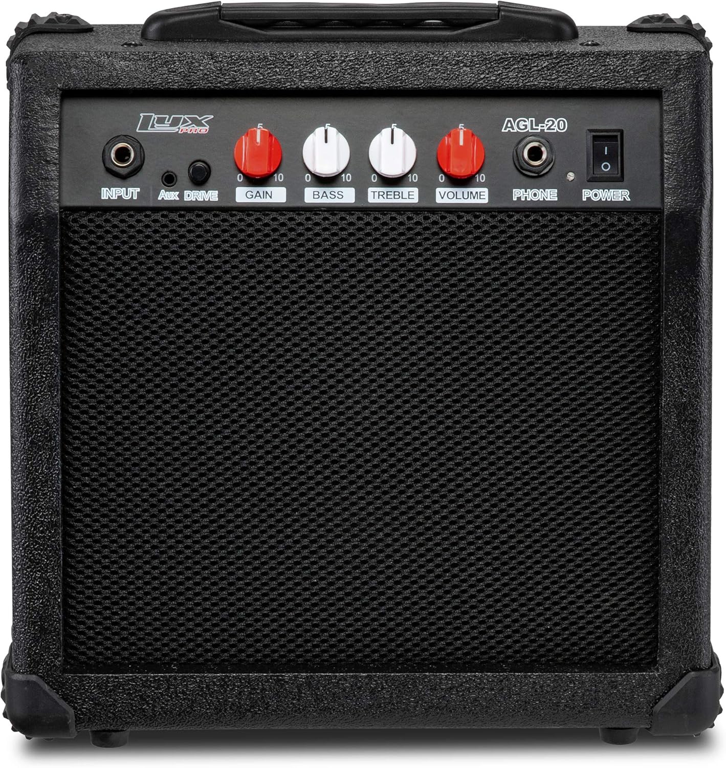 LyxPro Electric Guitar Amp 20 Watt Amplifier Built In Speaker Headphone Jack And Aux Input Includes Gain Bass Treble Volume And Grind - Sunburst