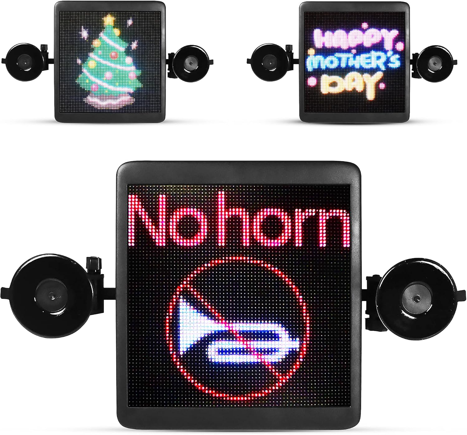 Smart LED Display Interactive Screen, Voice and Mobile App Remote Control, Bluetooth Connection, 64X64 pix, Express Message, Emojis for Car, Restaurant, Home, Shop and more.