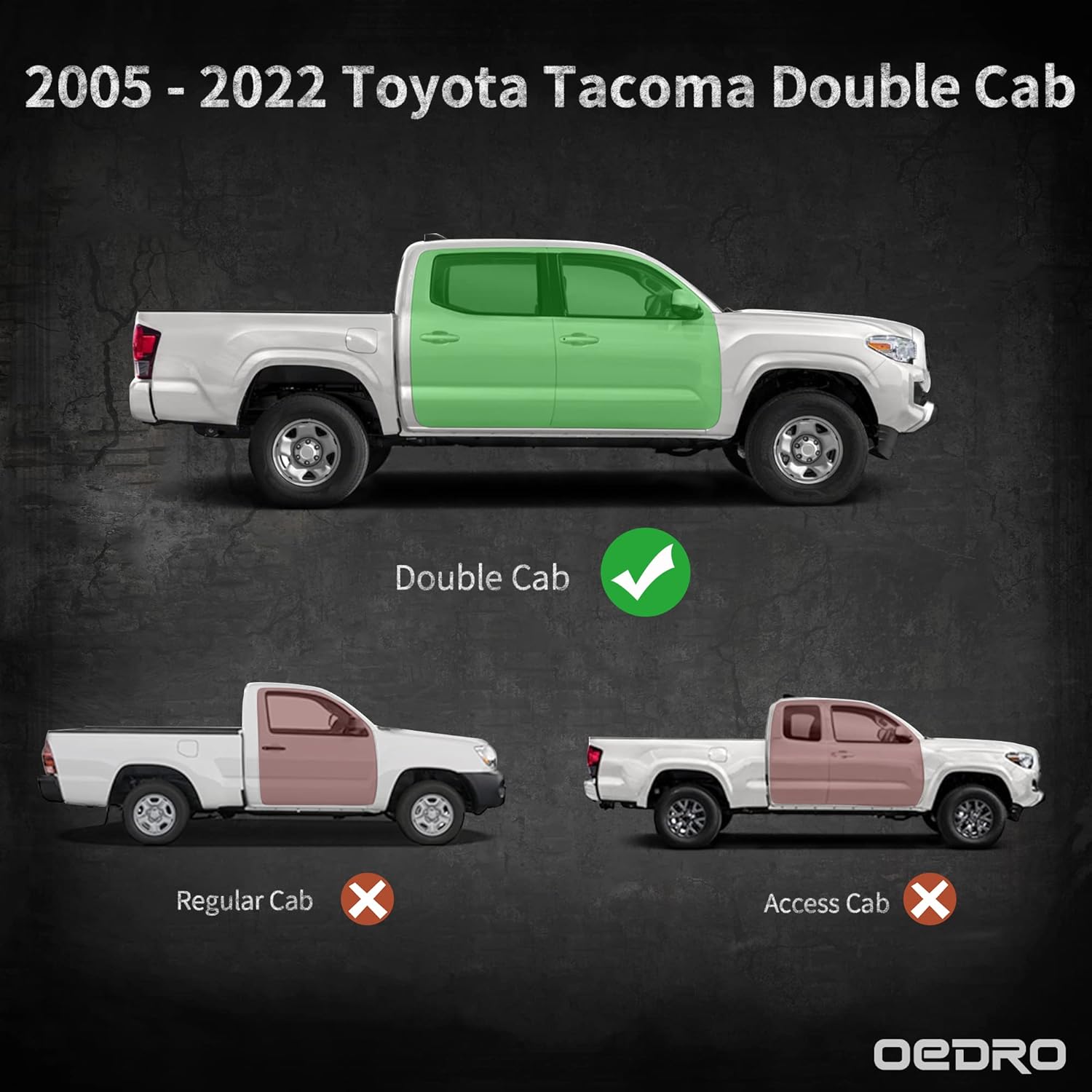 OEDRO 6 Inch Running Boards Compatible with 2005-2022 Toyota Tacoma Double Cab, Bolt-on Side Steps Steel Nerf Bars