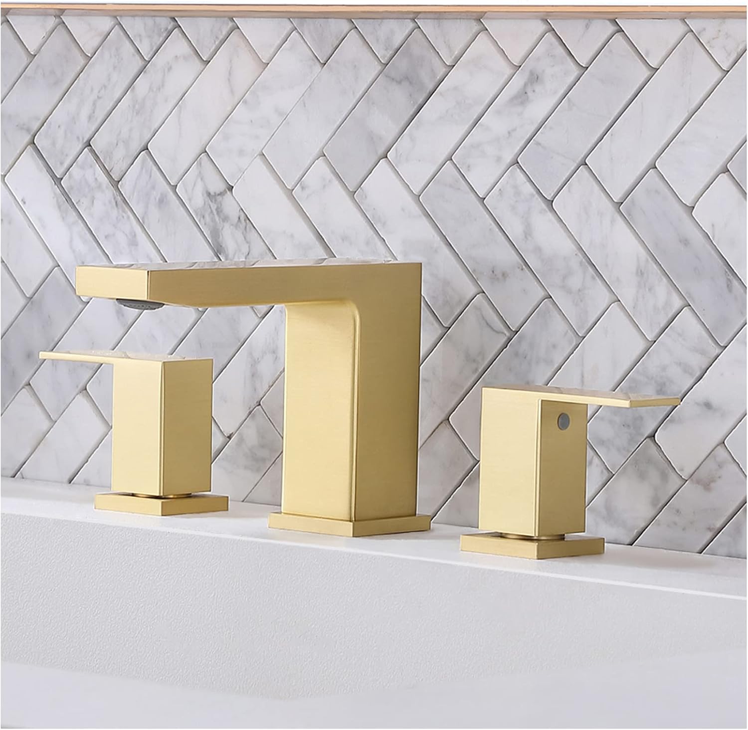 VCCUCINE Modern 2 Handle 3 Holes Solid Brass Matte Black Lavatory Vanity Sink Widespread Bathroom Faucet, Bathroom Sink Faucet with Water Supply Lines