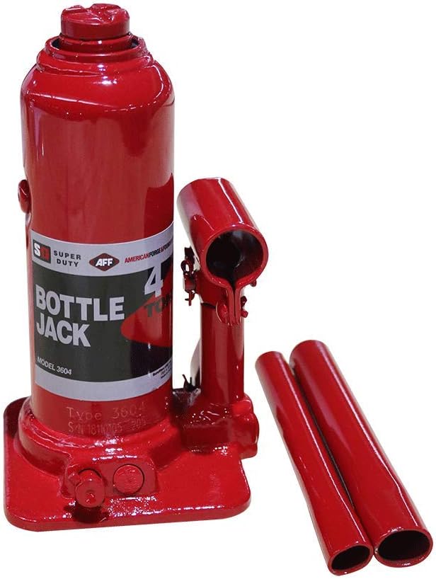 AFF Super Duty 4 Ton Hydraulic Bottle Jack, Manual, Welded Cylinder, High-Grade Steel Construction, Forged and Welded Base, 3604
