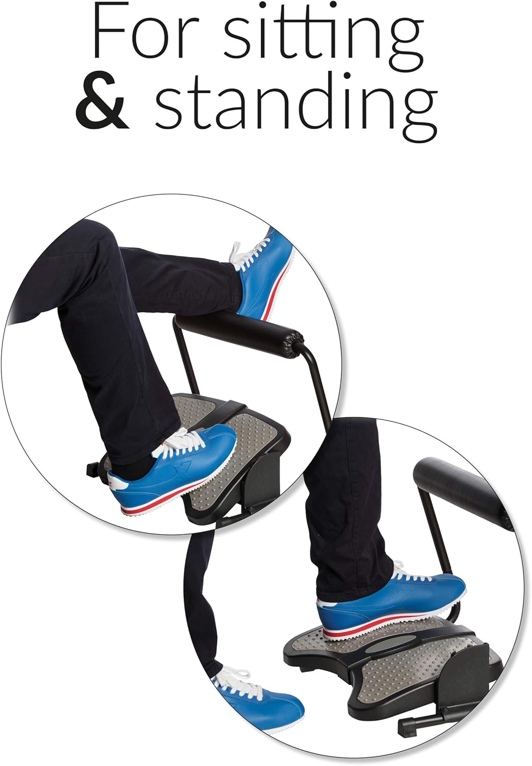 SUN-FLEX Ergonomic Height Angle Adjustable Footrest Under Desk for Sitting and Standing,Intuitive Foot Stool and Leg Support for Standing Desk (Black)