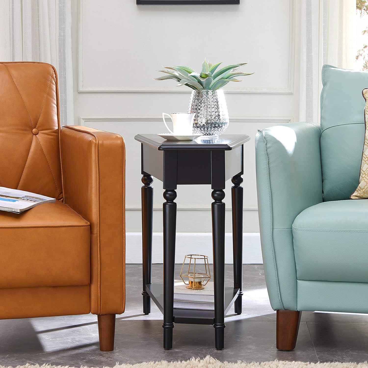 Leick Home Coastal Notions Side Wedge Table, Swan Black