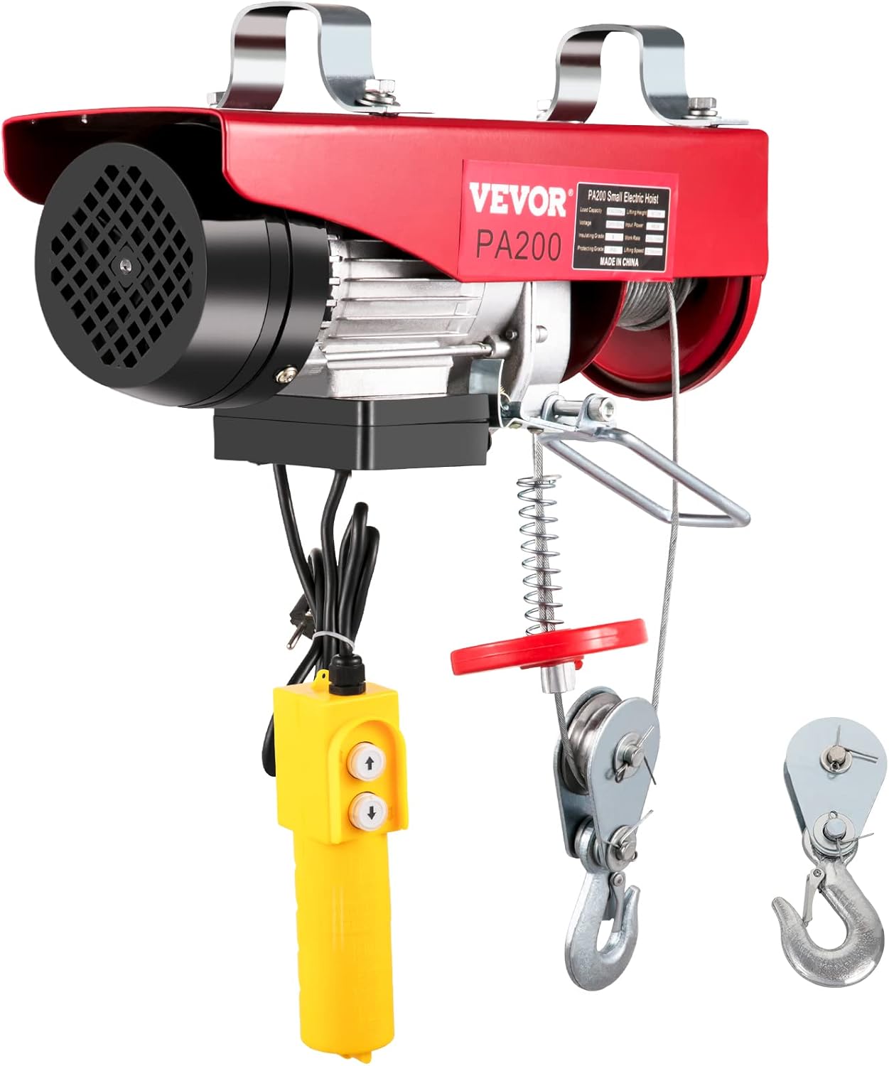 Happybuy 440 LBS Lift Electric Hoist, 110V Electric Hoist, Remote Control Electric Winch Overhead Crane Lift Electric Wire Hoist for Factories, Warehouses, Construction, Building, Goods Lifting