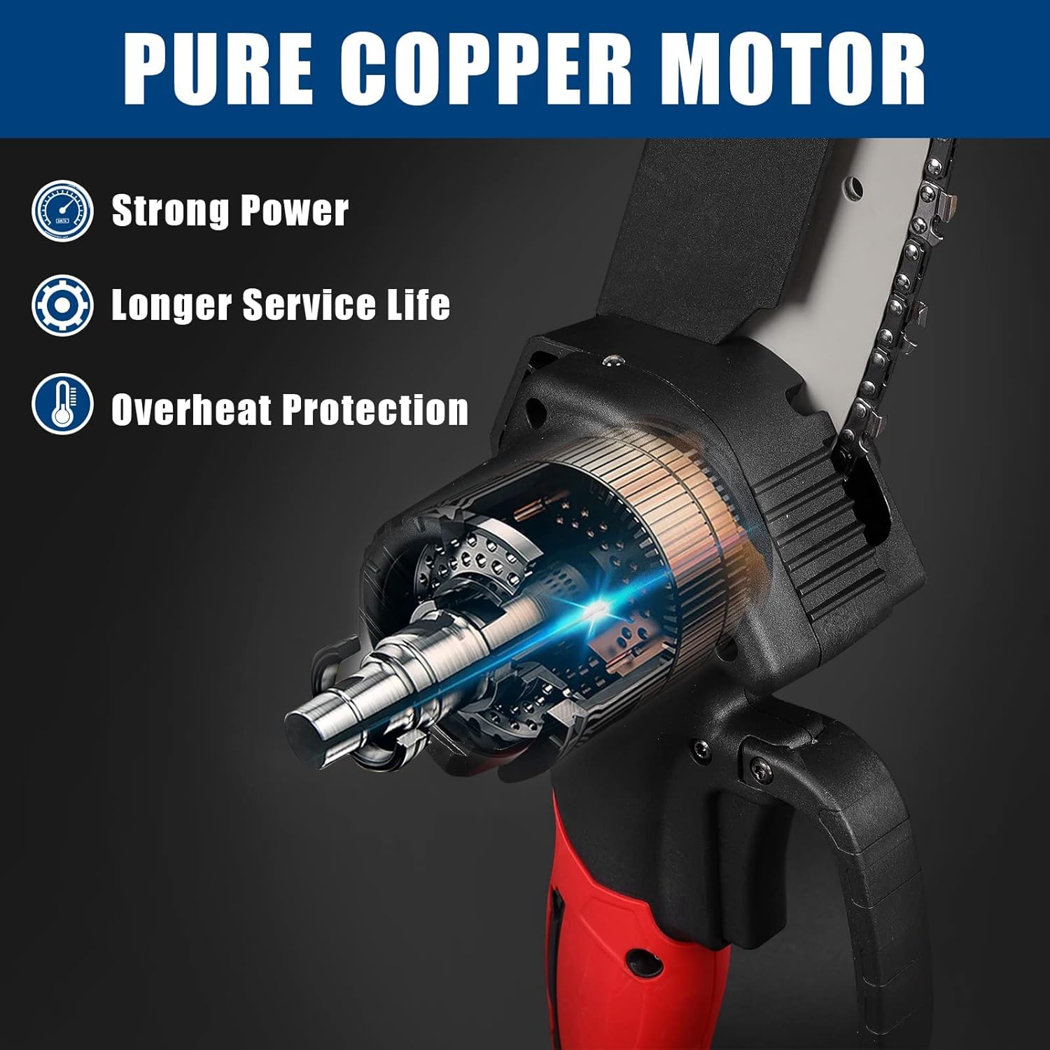 COMOWARE Mini Chainsaw Cordless, 4 Inch Handheld Electric Small Chainsaw with 2Pcs Batteries and 3Pcs Chains, One-Handed Portable Mini Chainsaw Battery Powered for Tree Branches Trimming Pack of 2