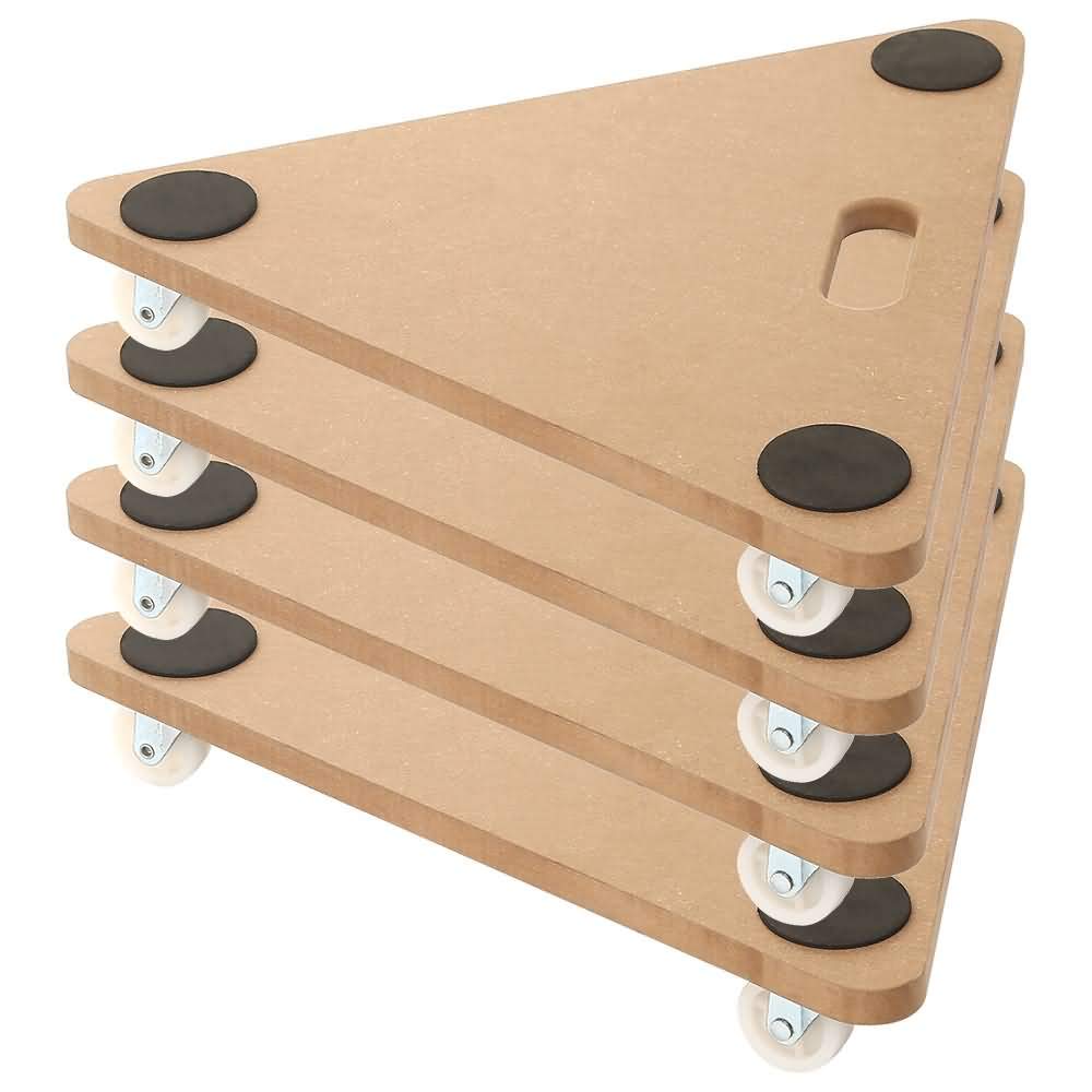 Factorduty 4 Pack of 20 Inch Triangular Triangle Wood Platform Dolly Dollies Furniture Dolly Mover Carrier Dolly Cart 350-LB Load Rating 2 Inch Wheel Pack of 4