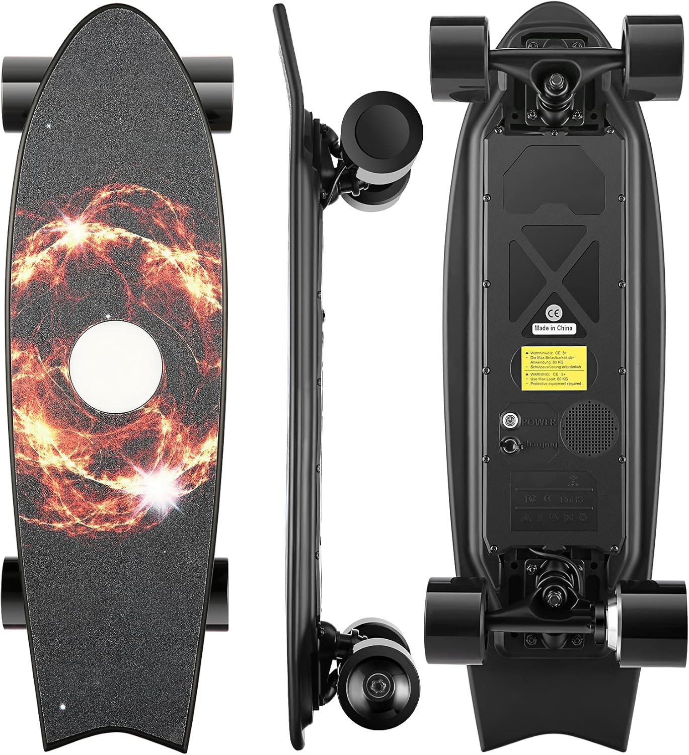 Aceshin Electric Skateboard 350W Motorized Compact E-Skateboard with Wireless Remote Control Colorful LED Light 21 MPH Top Speed for Adult Teens