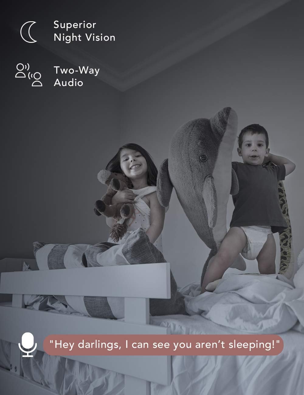 Nooie Baby Monitor Two Pack, 360-degree Baby Camera 1080P WiFi, Pet Camera with Motion Tracking, IR Night Version, Two Way Audio and Sound Detection, Works with Alexa, SD Card and Cloud