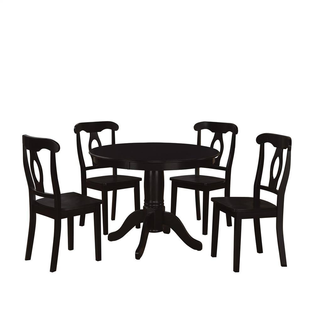 Dorel Living Alba 5-Piece Black Traditional Height Pedestal Dining Set