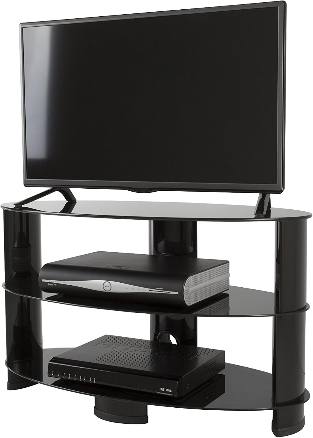 AVF OVL850BB-A TV Stand with Glass Shelves for TVs up to 42 Inch, Black, Small