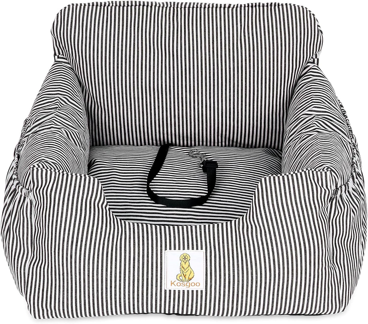 Kosgoo Dog Car Seat for Small Dogs,Fully Detachable and Washable Puppy Dog Booster Seats with Storage Pockets and Clip-On Safety Leash,Non-Slip Base Dog Bed Dual-use for Car and Home (Brown)