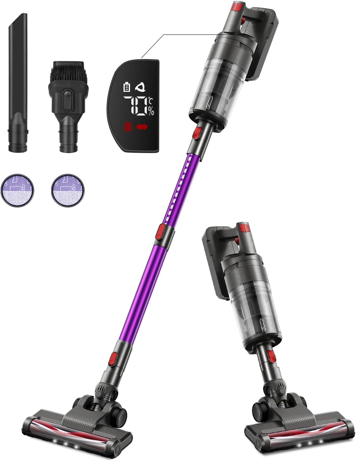 Cordless Vacuum Cleaner 20KPa 4 in 1 Stick Vacuum Cleaner with LED Display 40 Minutes Runtime Lightweight Vacuum for Pet Hair Carpet Hardwood Floor