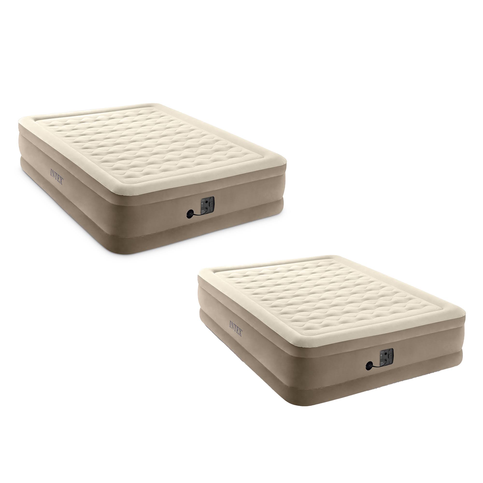 Intex Plush Fiber-Tech Elevated Air Mattress with Built-in Pump, Queen (2 Pack) by VM Express