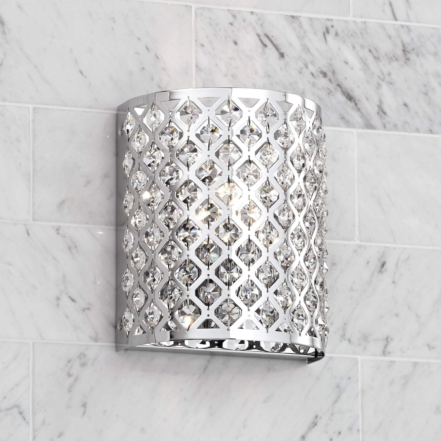 Glitz Modern Wall Light Sconce Chrome Hardwired 8 1/2