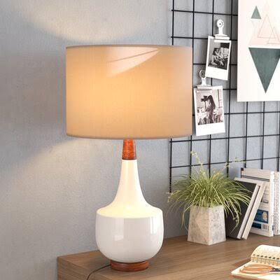 Bentz 26x22 Table Lamp Mercury Row Base Color: Black Ceramic Finish