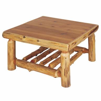 Cedar Log Open Standard Finish Coffee Table - 42 x 42 - 42x22W x 42x22D x 18x22H, Black Forest Decor