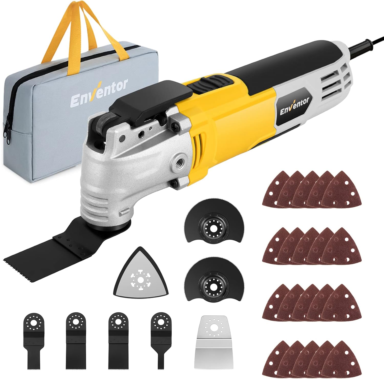 Oscillating Tool, ENVENTOR 2.5-Amp Oscillating Multitool With 6 Variable Speeds & 3&deg; Oscillating Angle and 28pcs Oscillating Saw Accessories and Carrying Bag