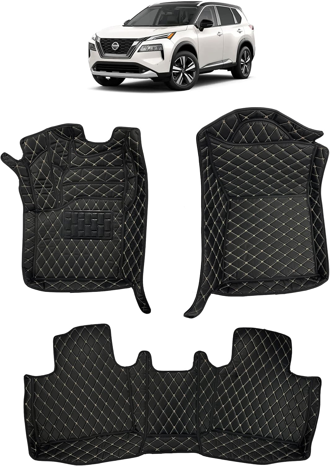 Custom Fit [Made in USA] All Weather Heavy Duty Full Coverage Floor Mat Floor Protection [Front and Rear] comptaible for 2021 2022 Nissan Rogue SUV - Black Single Layer