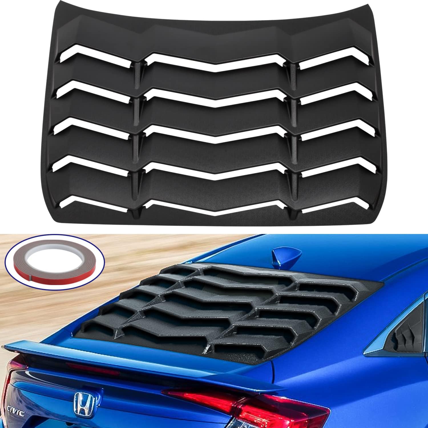 Rear Window Louver for Honda Civic Sedan 2016 2017 2018 2019 2020 10th Gen Civic Racing Style ABS Windshield Sun Shade Cover Lambo Style Matte Black