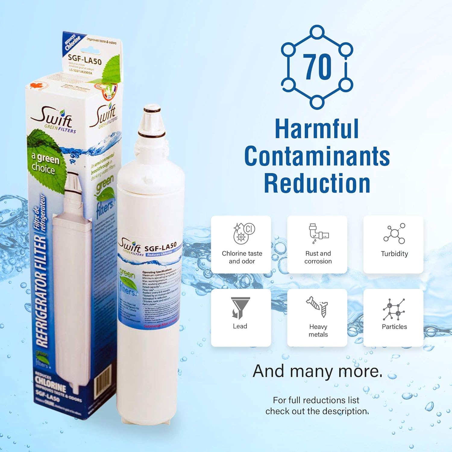 Swift Green Filters SGF-LA50-3 Refrigerator Water Filter, 3-Pack