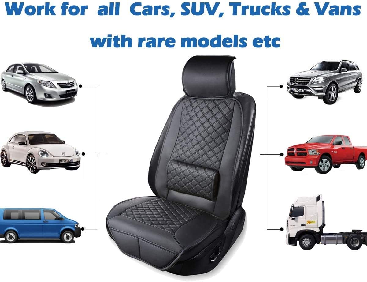 2 Pack Car Seat Covers with Lumbar Support, Big Ant Universal Auto Seat Cover Seat Protector, Anti-Slip Car Seat Cushion Pad for Car Truck Van SUV(Black)