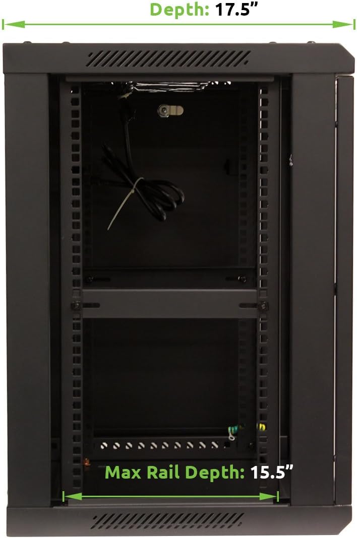 NavePoint 12U Wall Mount Network Server 19 Inch IT Cabinet Rack Enclosure Glass Door Lock