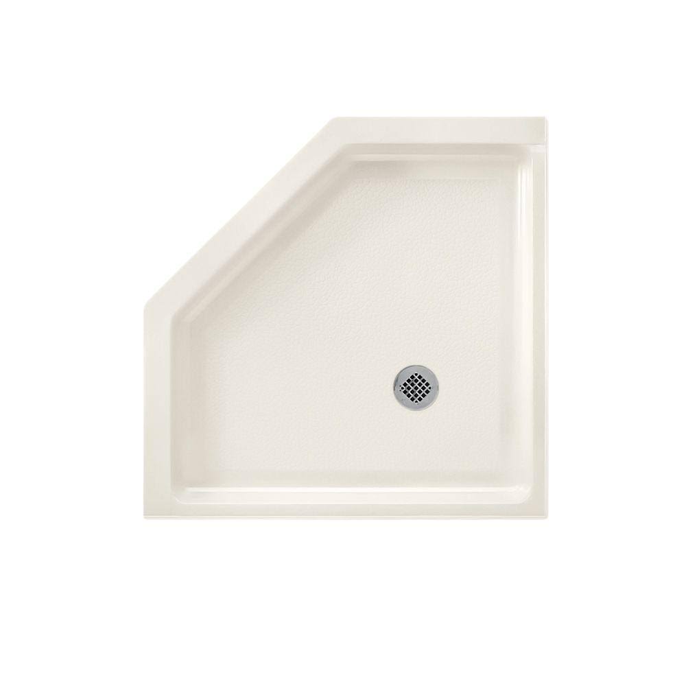 Swan Solid Surface 36-in x 36-in Neo-Angle Shower Base with Center Drain in Bisque