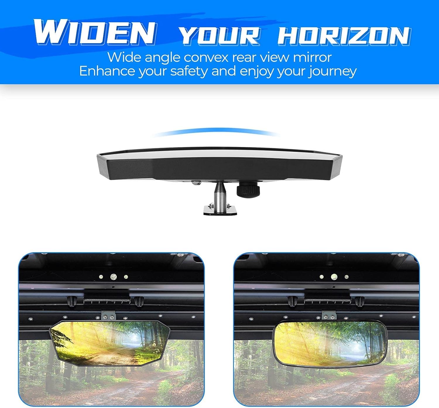 Ranger Rear View Mirror, Kemimoto Upgrade Wider & Clear View Convex Rear View Mirror Compatible with Polaris Ranger 500 570 900 XP 1000 XP/Crew 2017-2021 (Factory Drop Down Mounting Tab Required)