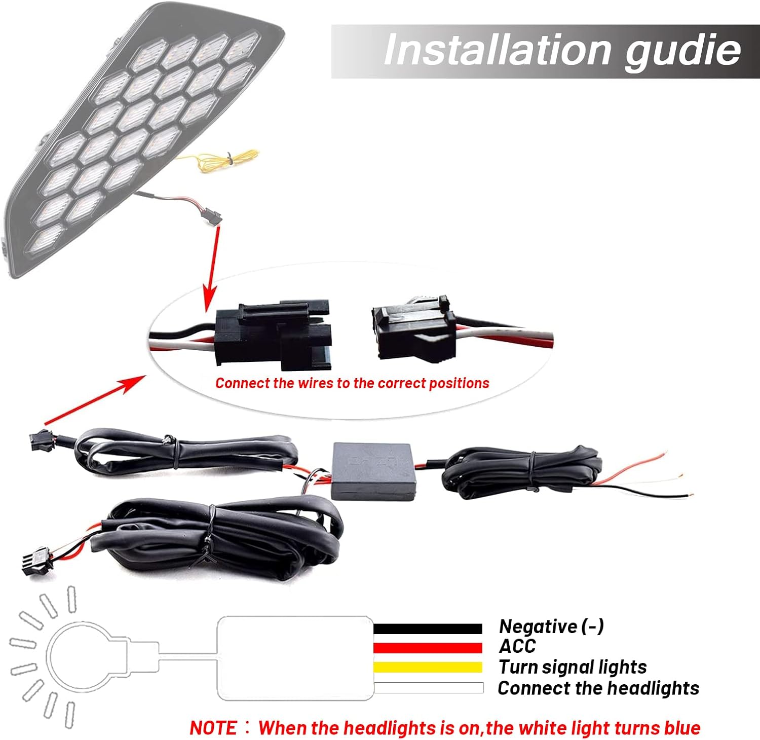 KEEGTBOX Switchback White/Amber/Blue DRL LED Front Fog Lamp Daytime Running Light Sequential Flash Turn Signal Feature Compatible with Toyota Sienna XSE 2021 2022 accessories