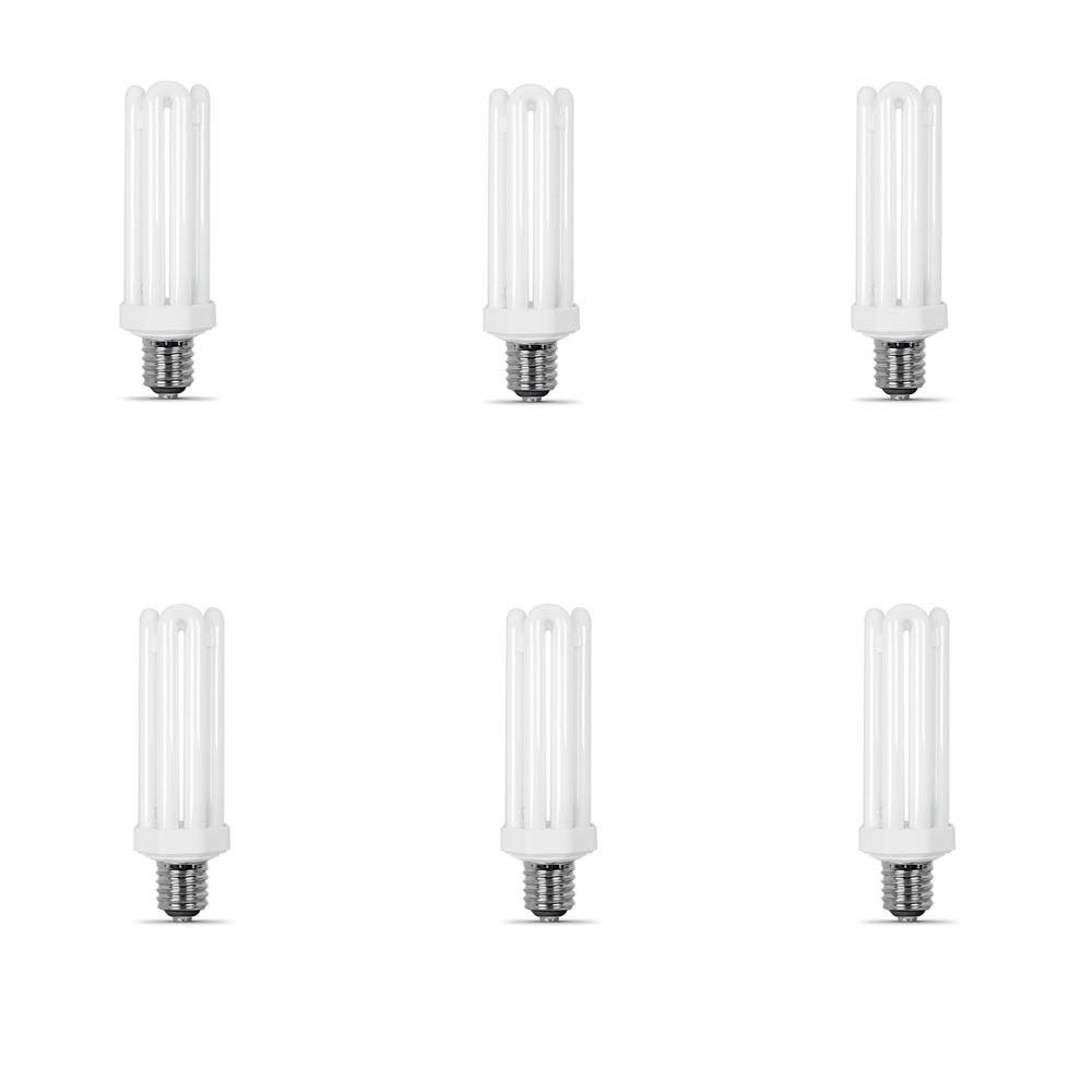 Feit Electric 300-Watt Equivalent Daylight Quad Tube E26 Base with Mogul Adapter CFL Light Bulb (6500K) (6-Pack)