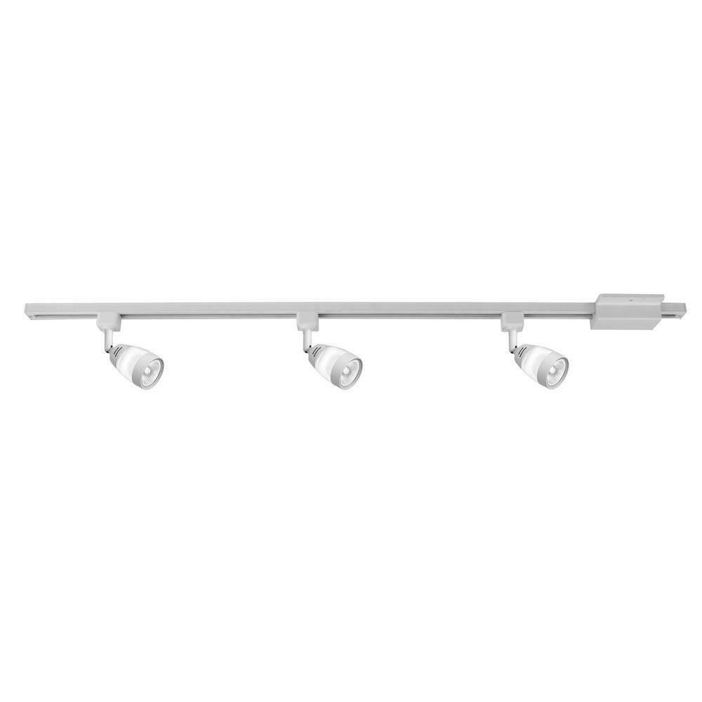 Hampton Bay 44 in. 3-Light White Integrated LED Linear Track Lighting Frosted Middle Glass Kit 805319