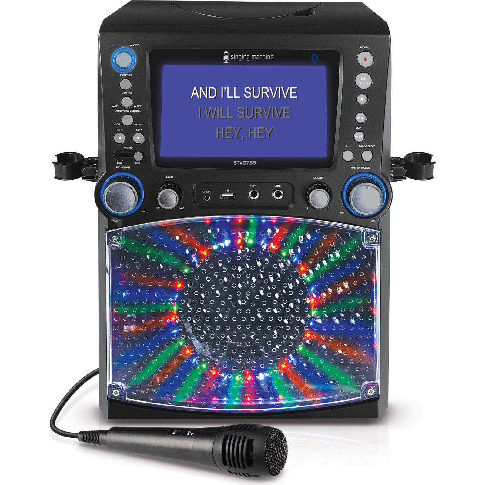 Singing Machine Bluetooth Karaoke System with 7x22 Color Monitor u0026 Microphone Set