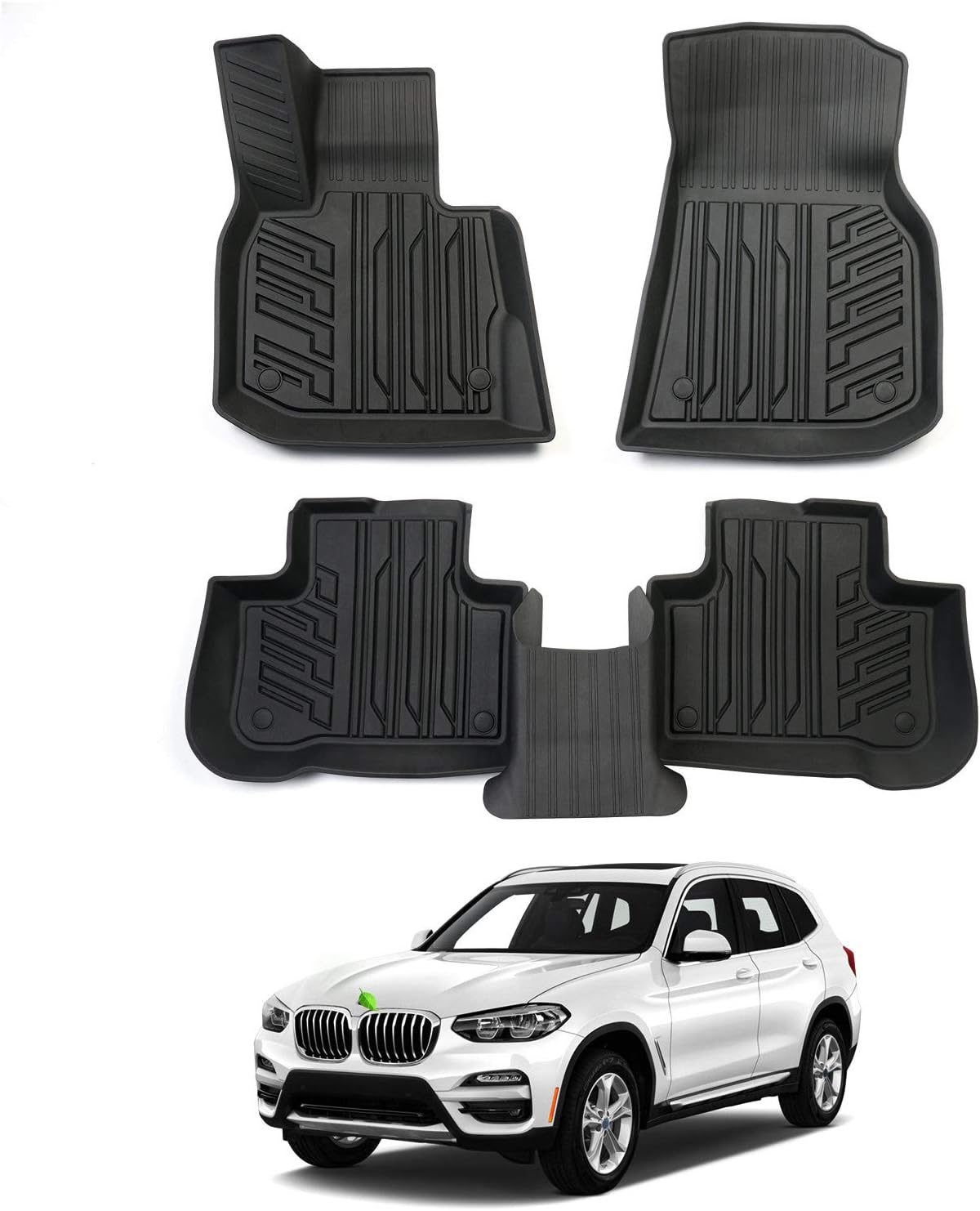 Powerty Fit for Floor Mats BMW X3 X4 2018 2019 2020 2021 2022 2 Row Liner Set All Models TPE 3D Trunk Mat All-Weather Custom Fit Floor Liner Black