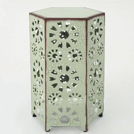 Noble House Vania Indoor 14 inch Sunburst Iron Side Table, Crackle Green