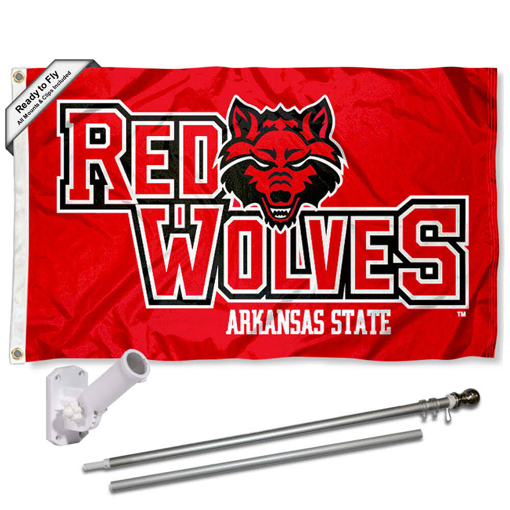 Arkansas State Red Wolves Outdoor Flag Bracket and Pole Kit