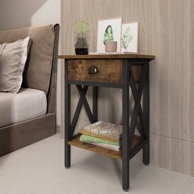 Colorado 1 - Drawer Nightstand in Rustic Brown/Black Williston Forge