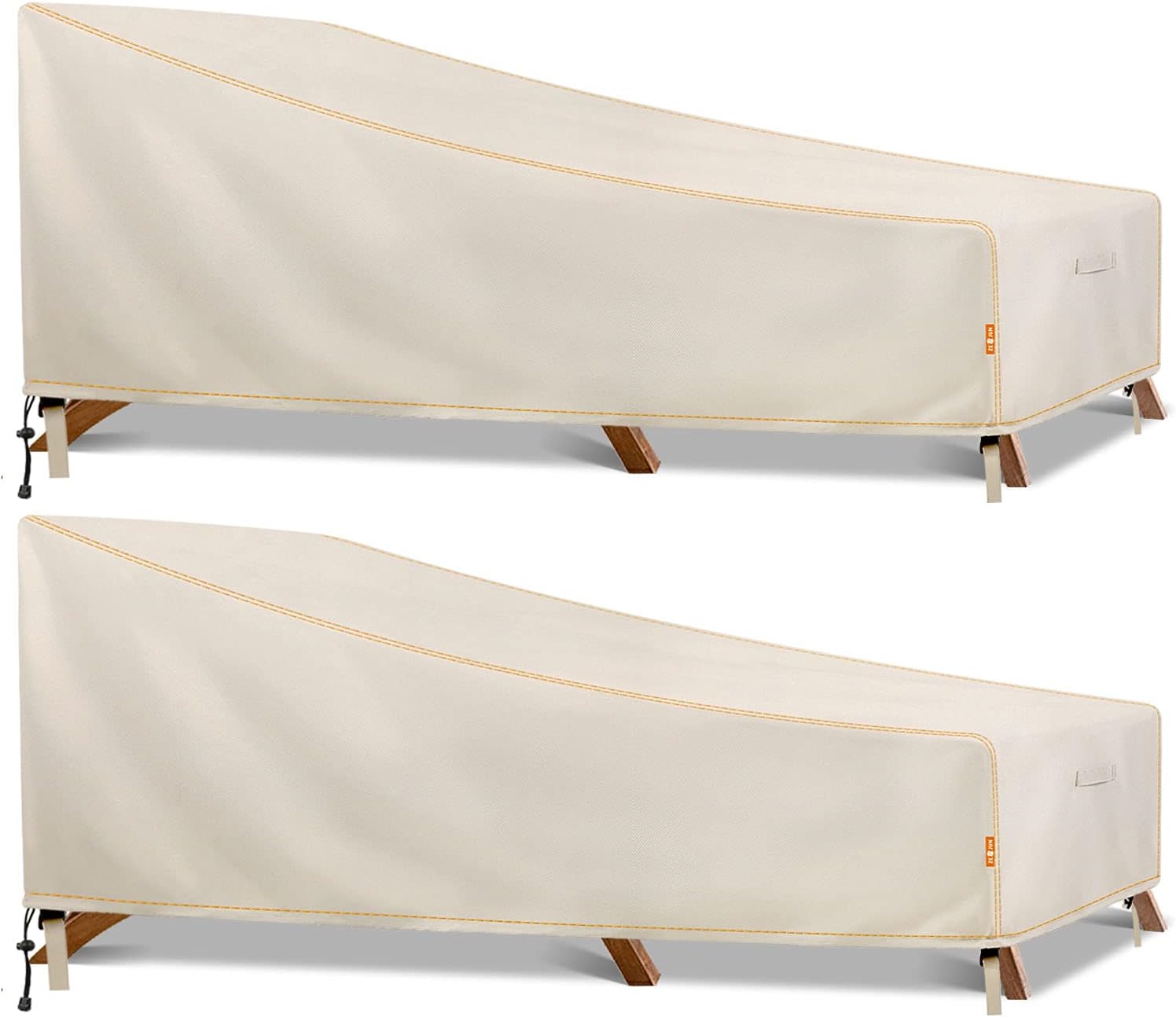 ZEJUN Patio Chaise Lounge Cover Waterproof, 2 Pack 68 inch 600D Durable Outdoor Patio Furniture Covers, Outside Beach Pool Lounge Cover, UV & Rip & Fade Resistant Outdoor Lounge Chair Covers